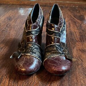 Irregular Choice Maroon and Black Heeled Boots